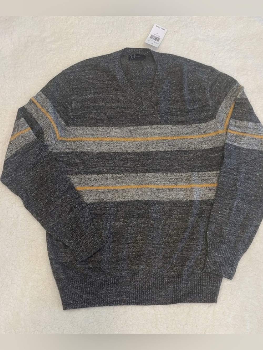 Banana Republic Factory Mens Charcoal Gray Striped Crewneck Sweater NWT L